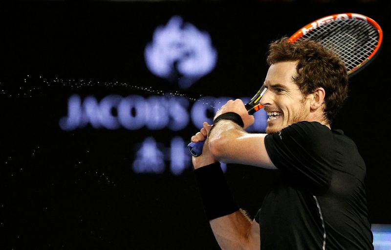 FILE PHOTO: Britain’s Andy Murray hits a shot during his