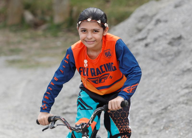 Venezuelan 8-year-old BMX champion Camila Iachini trains to be a