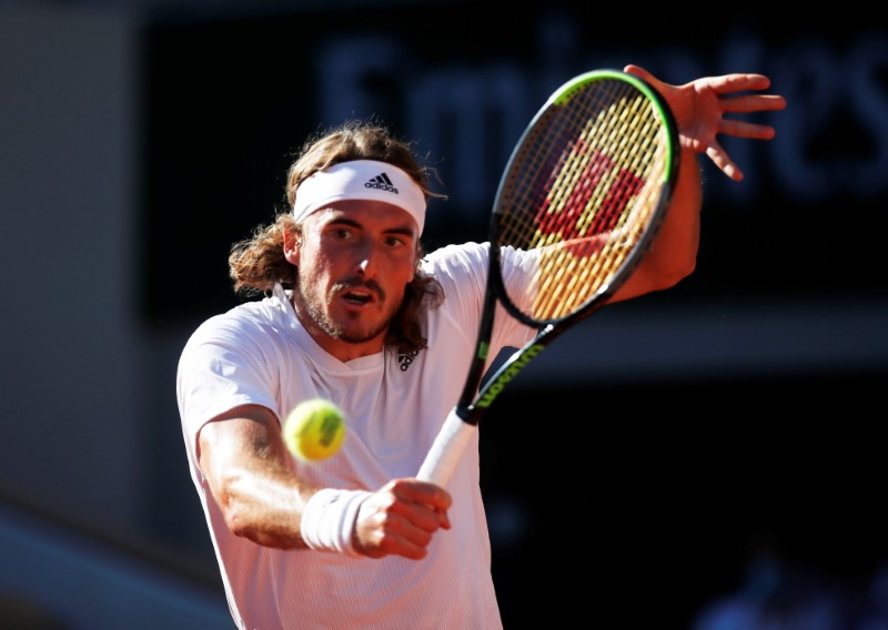 FILE PHOTO: Greece’s Stefanos Tsitsipas in action during the French