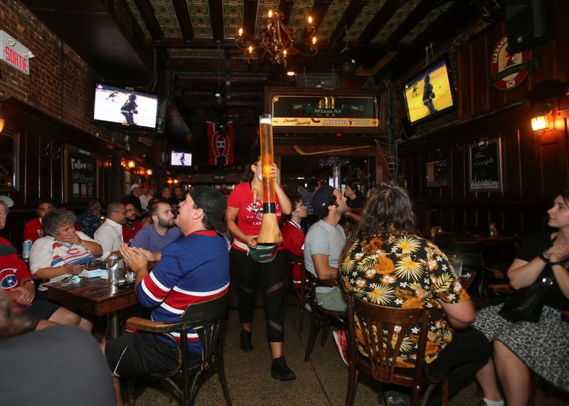 Montreal Canadiens hockey fans watch the second away game of