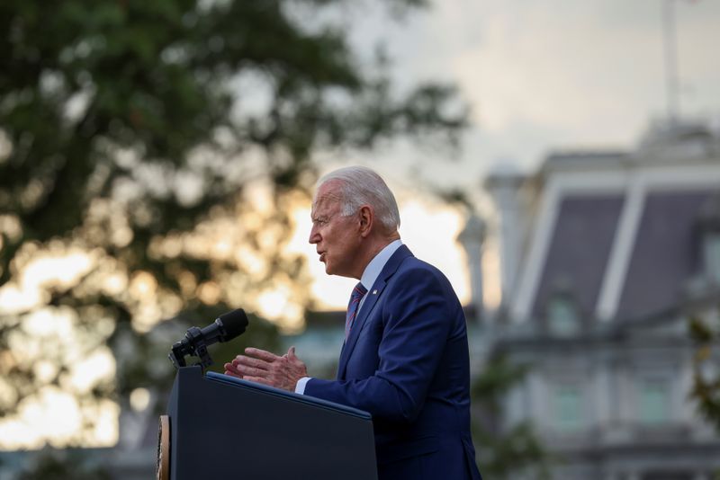 U.S. President Joe Biden delivers remarks at the White House