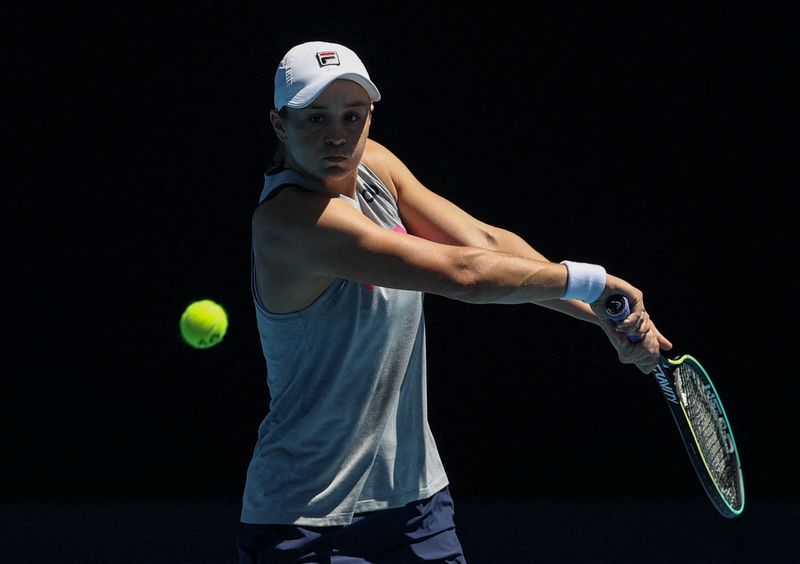 Australia’s Ashleigh Barty practices at Melbourne Park in Melbourne
