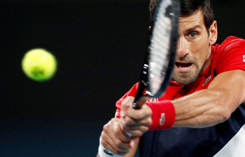 FILE PHOTO: World number one Novak Djokovic in action during