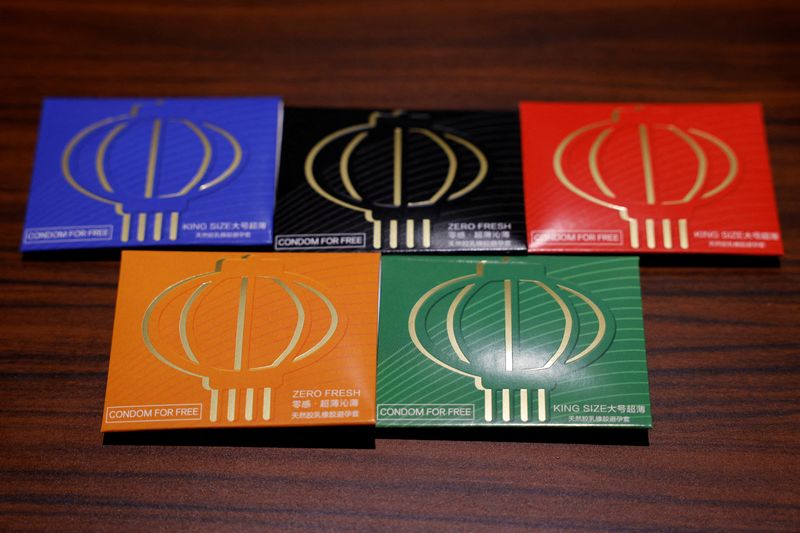Illustration pictures of condoms provided by a media hotel ahead