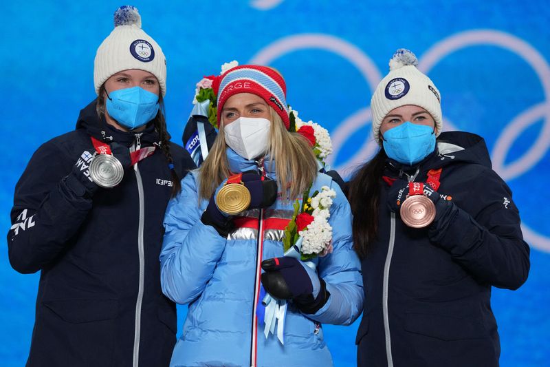 Victory Ceremony – Cross-Country Skiing – Women’s 10km Classic