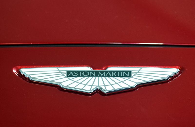 FILE PHOTO: A logo on the Aston Martin DBX at