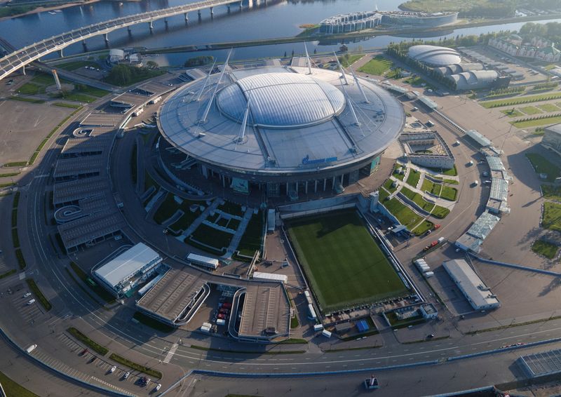 FILE PHOTO: A view shows the Gazprom Arena soccer stadium