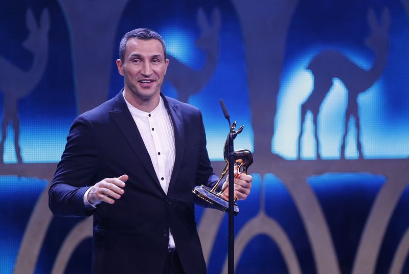 Former Boxing World champion Klitschko receives the Bambi trophy from