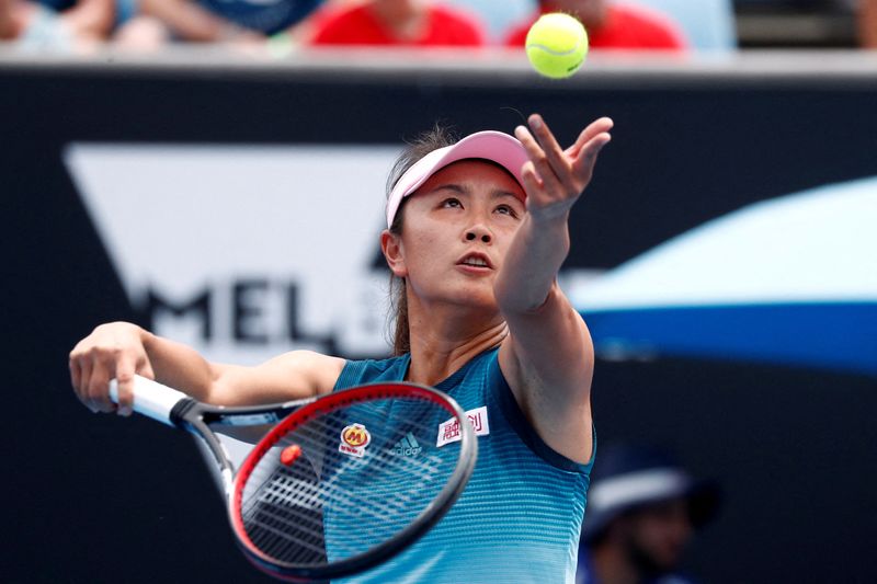 FILE PHOTO: China’s Peng Shuai serves during a first round