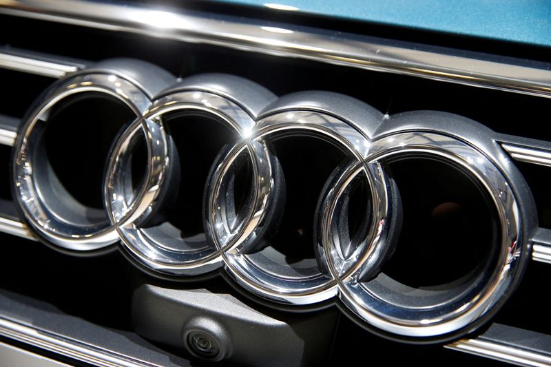 FILE PHOTO: Audi logo is pictured during the Volkswagen Group’s