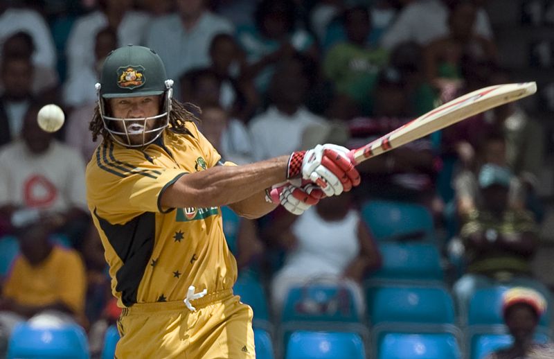 Australia’s Symonds bats during their cricket international against West Indies