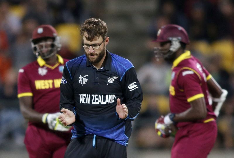 FILE PHOTO: New Zealand’s Vettori celebrates taking the last wicket