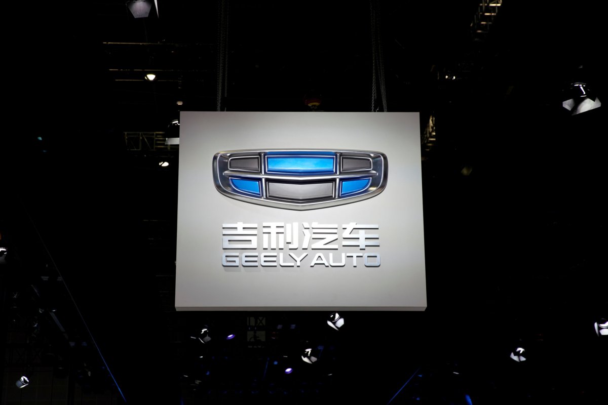 The logo of Chinese carmaker Geely Auto is pictured at