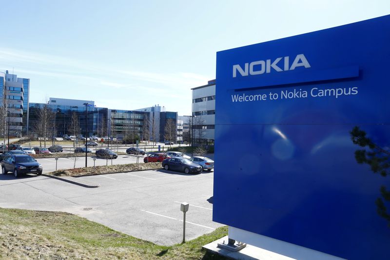 FILE PHOTO: A Nokia sign is seen at the company’s