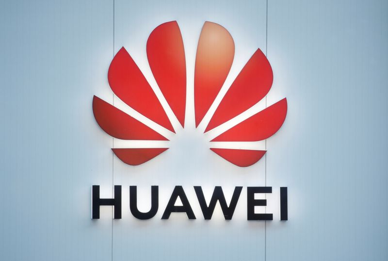 FILE PHOTO: Logo of Huawei is seen in Davos