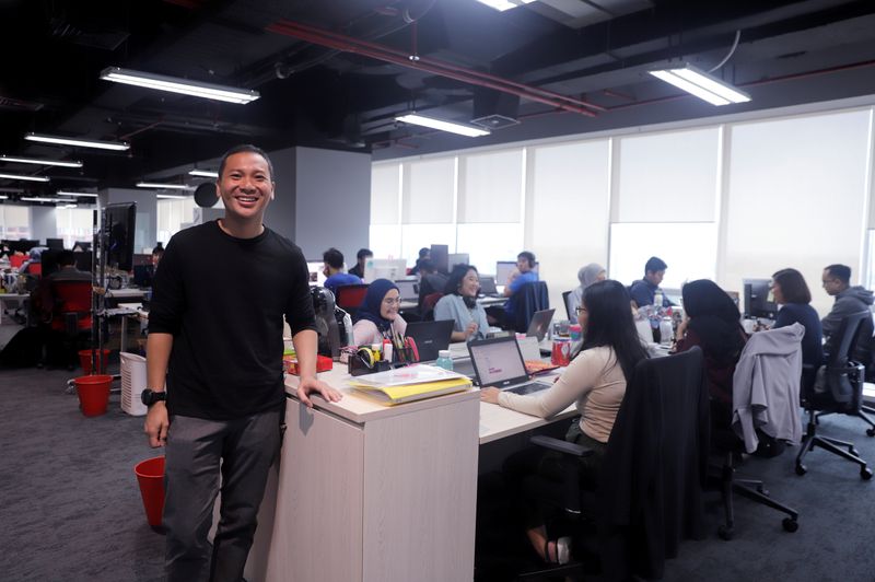 CEO of Indonesian e-commerce startup Bukalapak, Rachmat Kaimuddin, poses for