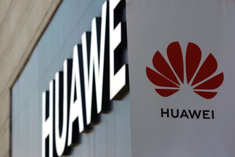 FILE PHOTO: Huawei sign is seen outside its store at