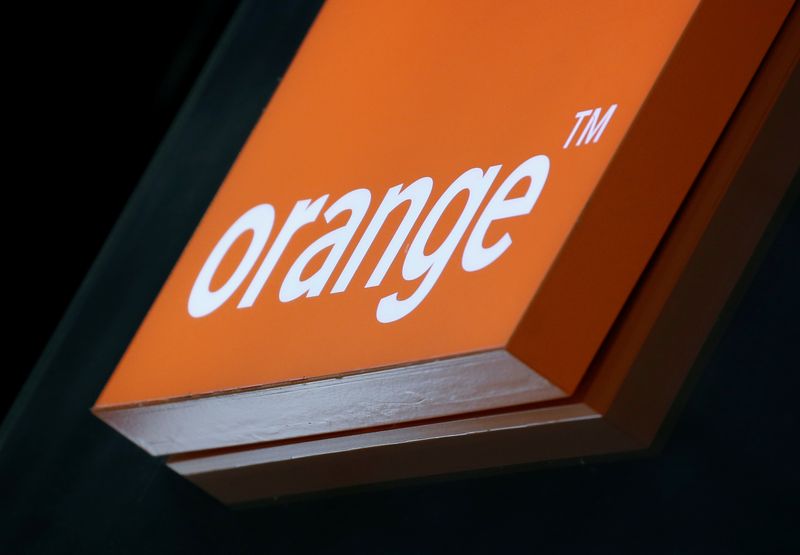The logo of French telecoms operator Orange is pictured in