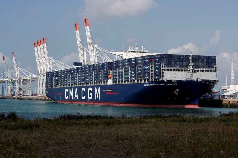 FILE PHOTO: The CMA CGM Antoine de Saint Exupery container