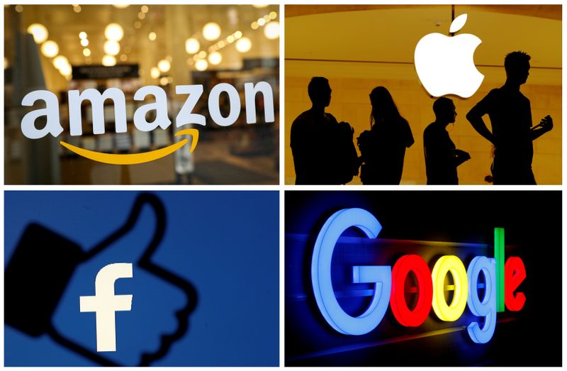 FILE PHOTO: FILE PHOTO: The logos of Amazon, Apple, Facebook