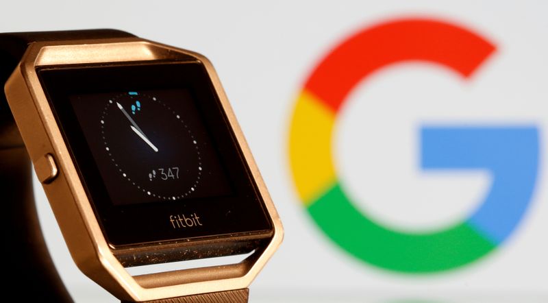 FILE PHOTO: Fitbit Blaze watch is seen in front of