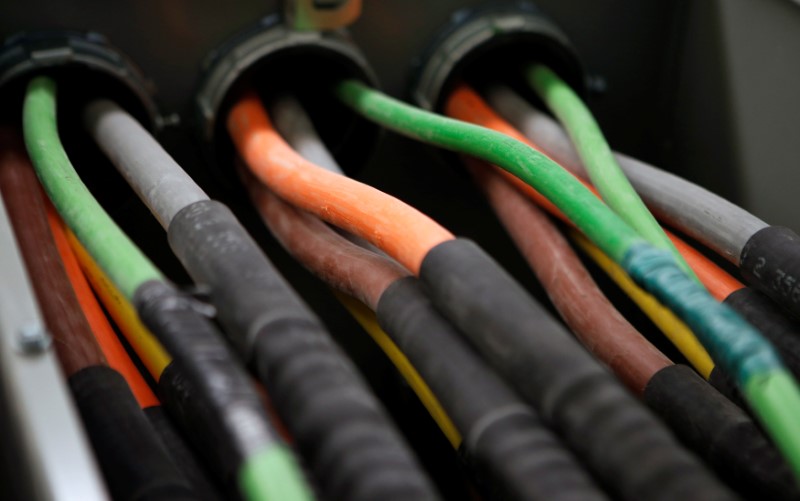 FILE PHOTO: Fiber optic cables carrying internet providers are seen