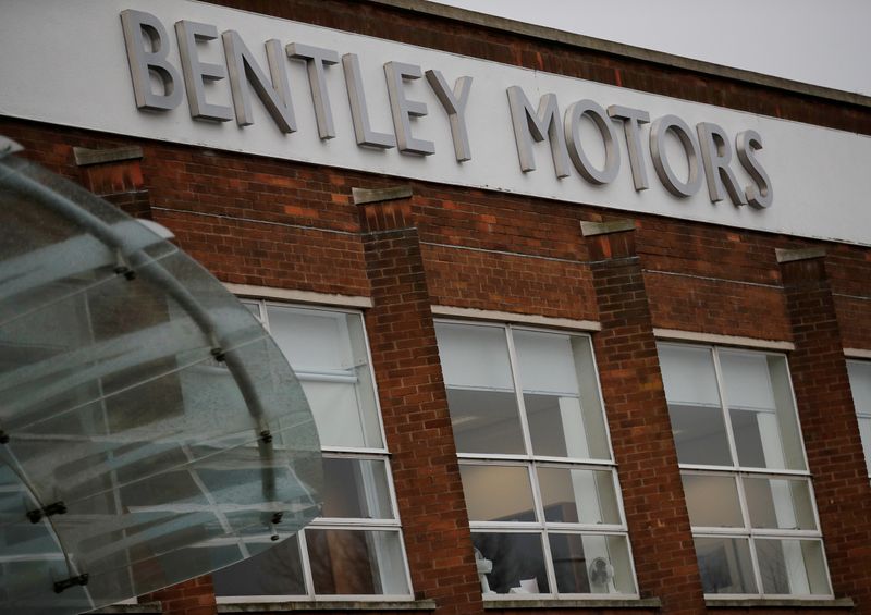 FILE PHOTO: Signage is seen outside the Bentley Motors factory