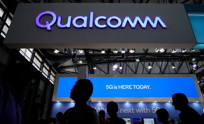 FILE PHOTO: A Qualcomm sign is pictured at Mobile World