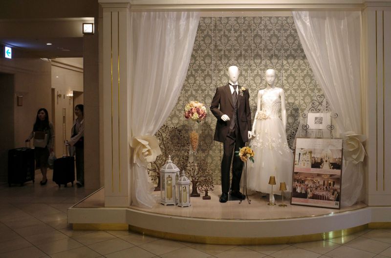 FILE PHOTO: A wedding shop display is seen at an