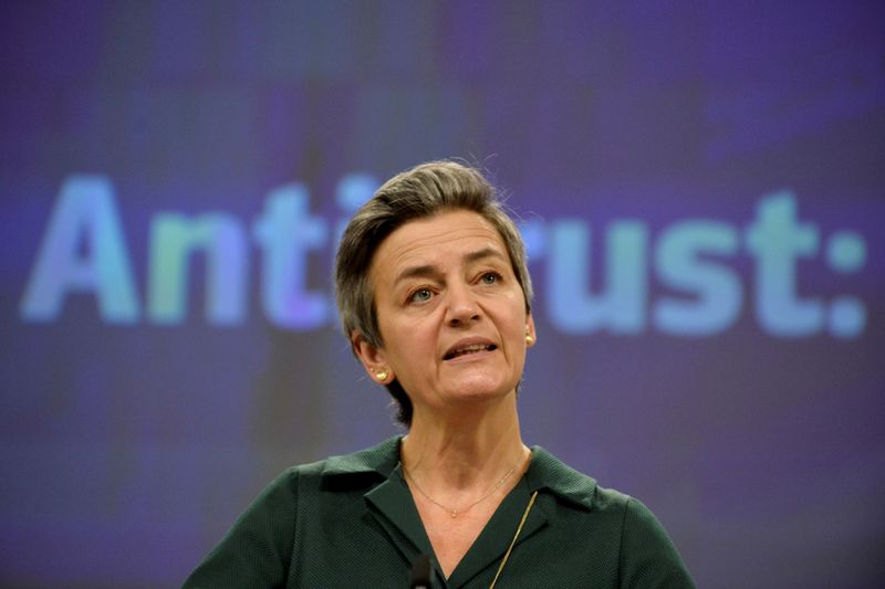 FILE PHOTO: European Executive Vice- President Margrethe Vestager gives a