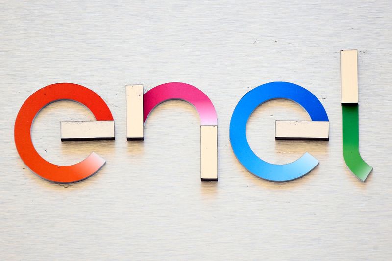 FILE PHOTO: A logo of Italian multinational energy company Enel