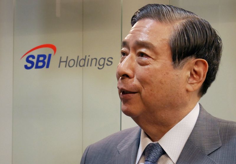 FILE PHOTO: SBI Holdings CEO Yoshitaka Kitao speaks during an