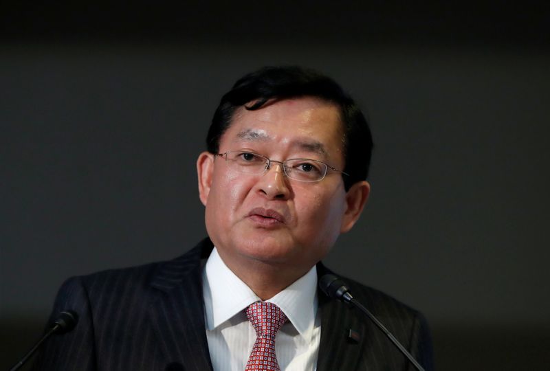 Toshiba Corp’s CEO Nobuaki Kurumatani attends a news conference in