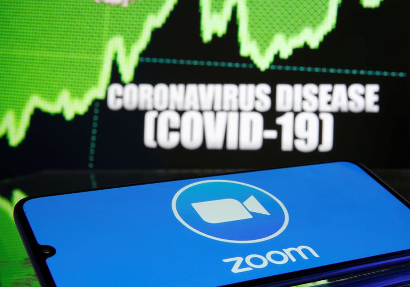 FILE PHOTO: FILE PHOTO: Zoom logo is seen in front
