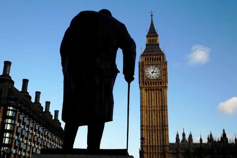 FILE PHOTO: The statue of Britain’s former Prime Minister Winston