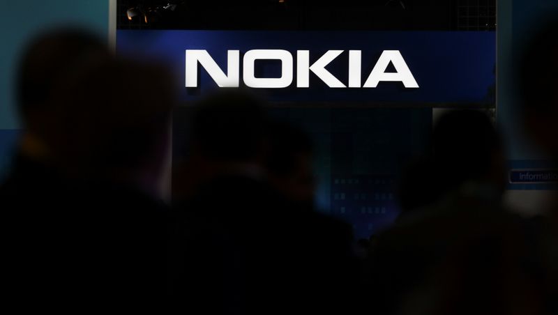 Nokia logo is seen at the Mobile World Congress in