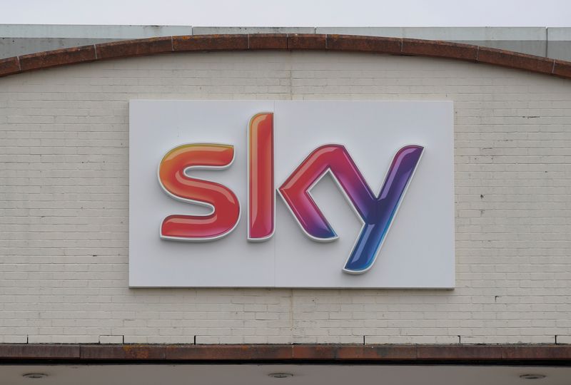 The Sky News logo is seen on the outside of