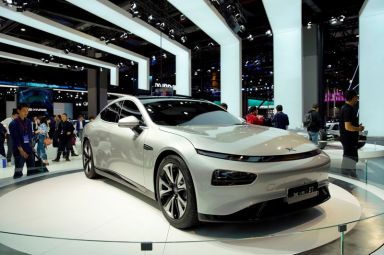 FILE PHOTO: XPeng’s electric vehicle (EV) P7 is unveiled during