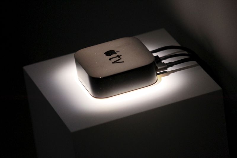 The new Apple TV is displayed during an Apple media