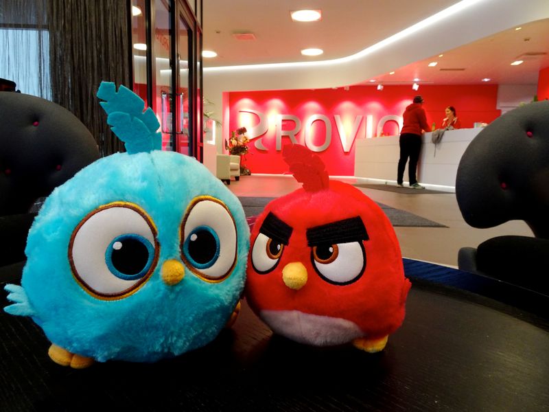 Angry Birds game characters are seen at the Rovio headquarters