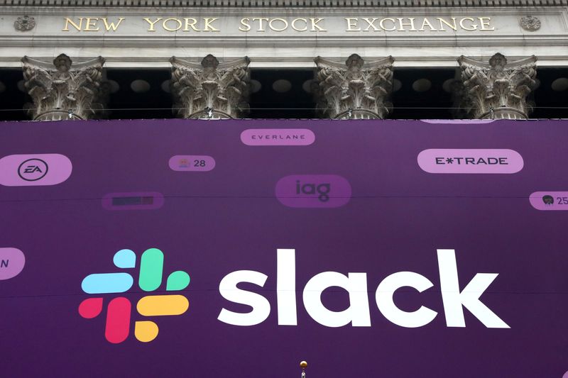 FILE PHOTO: The Slack Technologies Inc. logo is seen on