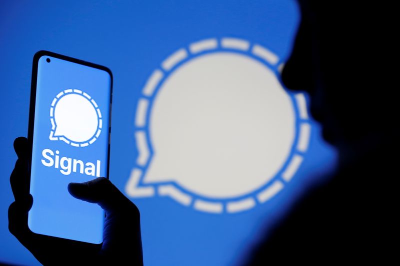 Photo illustration of Signal messaging app