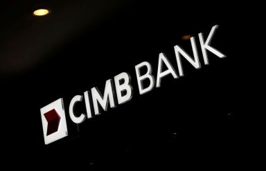 FILE PHOTO: A logo of Malaysia’s CIMB Bank is on
