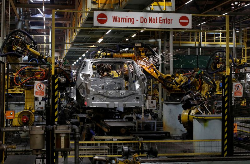 FILE PHOTO: A car is seen on the production line