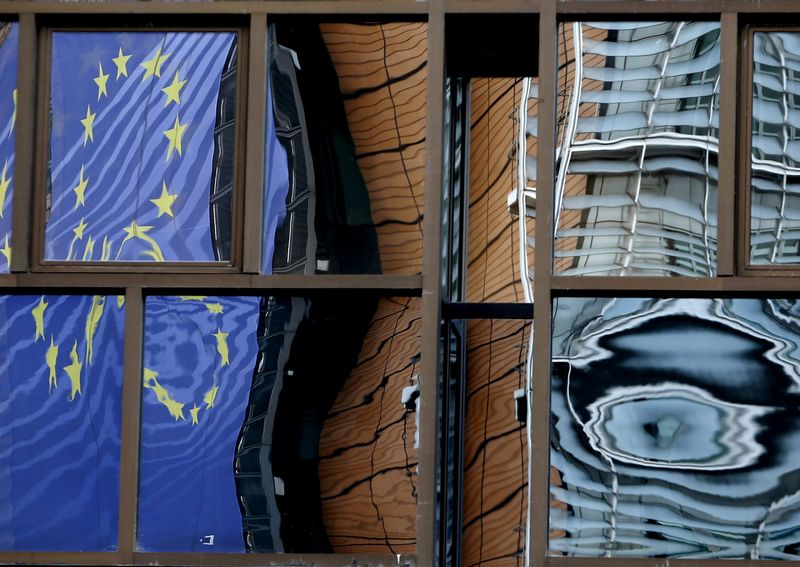 FILE PHOTO: The facade of the EU Commission headquarters is