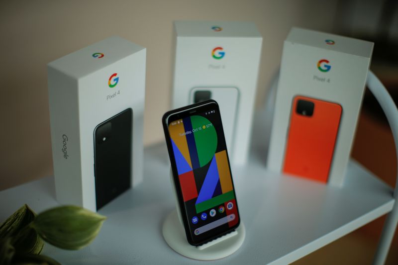 FILE PHOTO: The new Google Pixel 4 smartphone is displayed