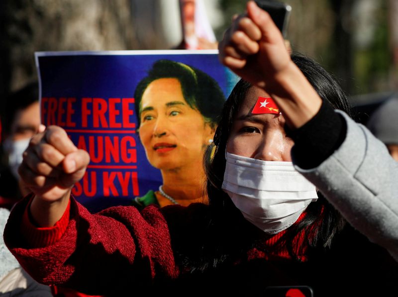FILE PHOTO: Protesters from Myanmar residing in Japan rally against