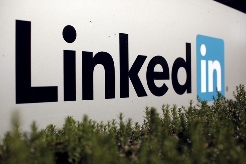 The logo for LinkedIn Corporation is shown in Mountain View,