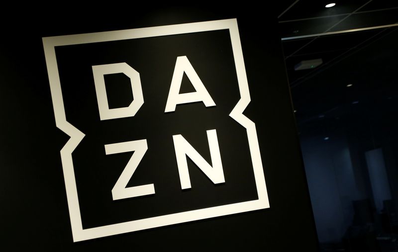 Internet streaming service DAZN’s logo is pictured in its office