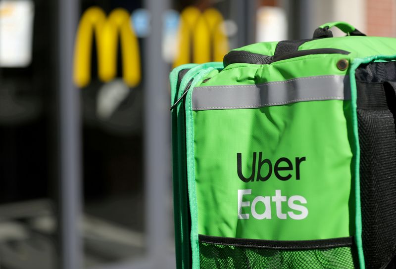 FILE PHOTO: An Uber Eats delivery bag is seen in